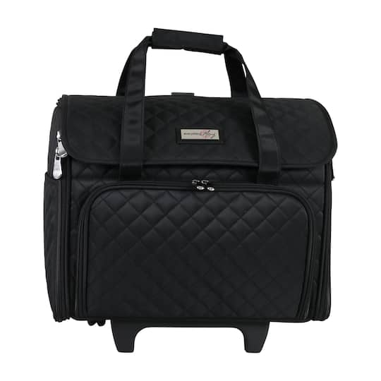 Everything Mary Black Quilted Teacher Rolling Tote